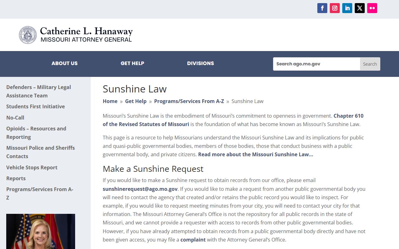 Missouri Sunshine Law guidance for Polk County court records after arrest